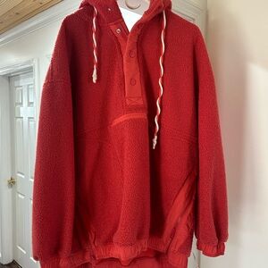 Free People Red Hooded Puffer Jacket
